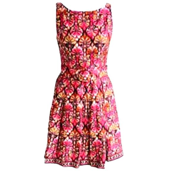 NWT MUSE BRAND PLEATED DRESS IN PINK MULTI SZ.10 - Picture 1 of 8